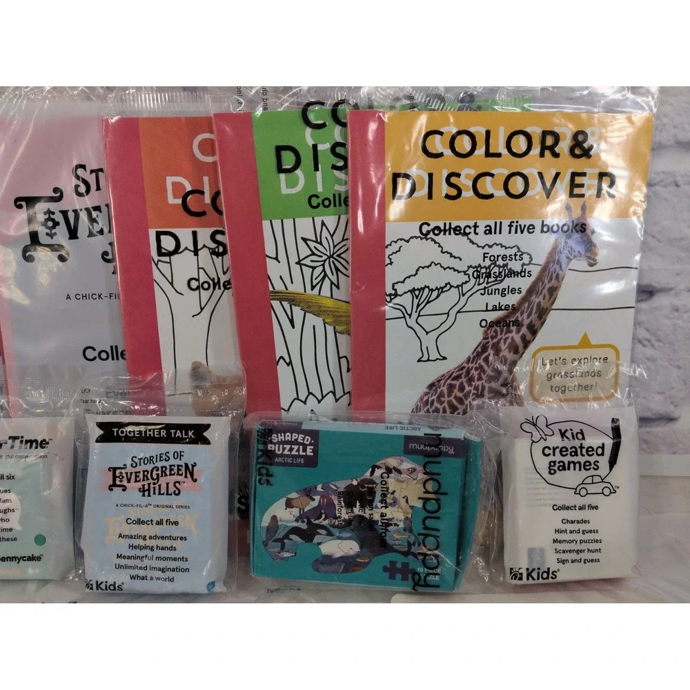 SEALED LOT 27🚨ChickfilA KidsMeal Games Cow Mask Puzzles Book Evergreen BusyBag